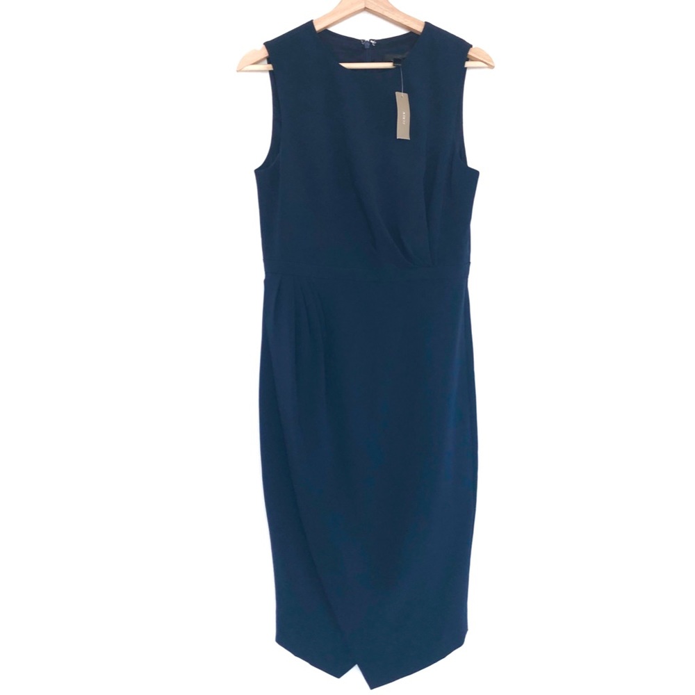 J. Crew Navy Blue Asymmetrical Sheath Dress Sz 6